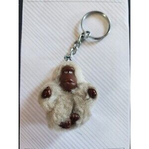 Kipling Baby Monkey Keychain Katie Bag Charm Beige Furry Tropical Jungle 1.5"